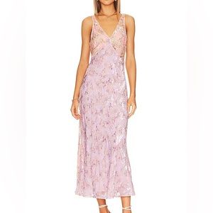 LoveShackFancy Iliana Slip Maxi Dress in Dusty Amethyst Multi